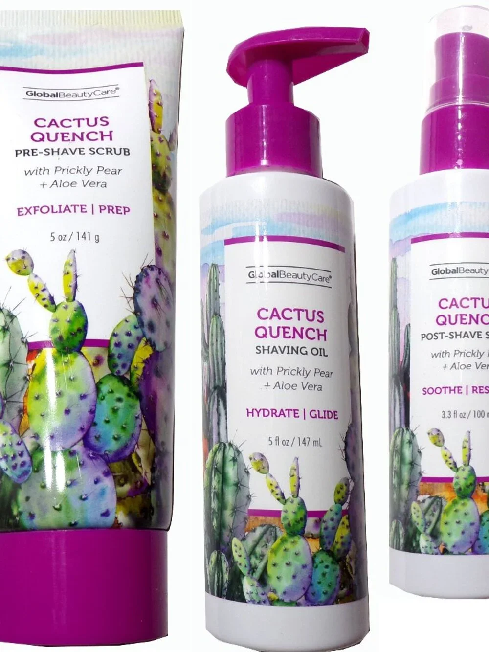 Global Beauty Care Cactus Quench Shaving Set (3-Piece Collection)